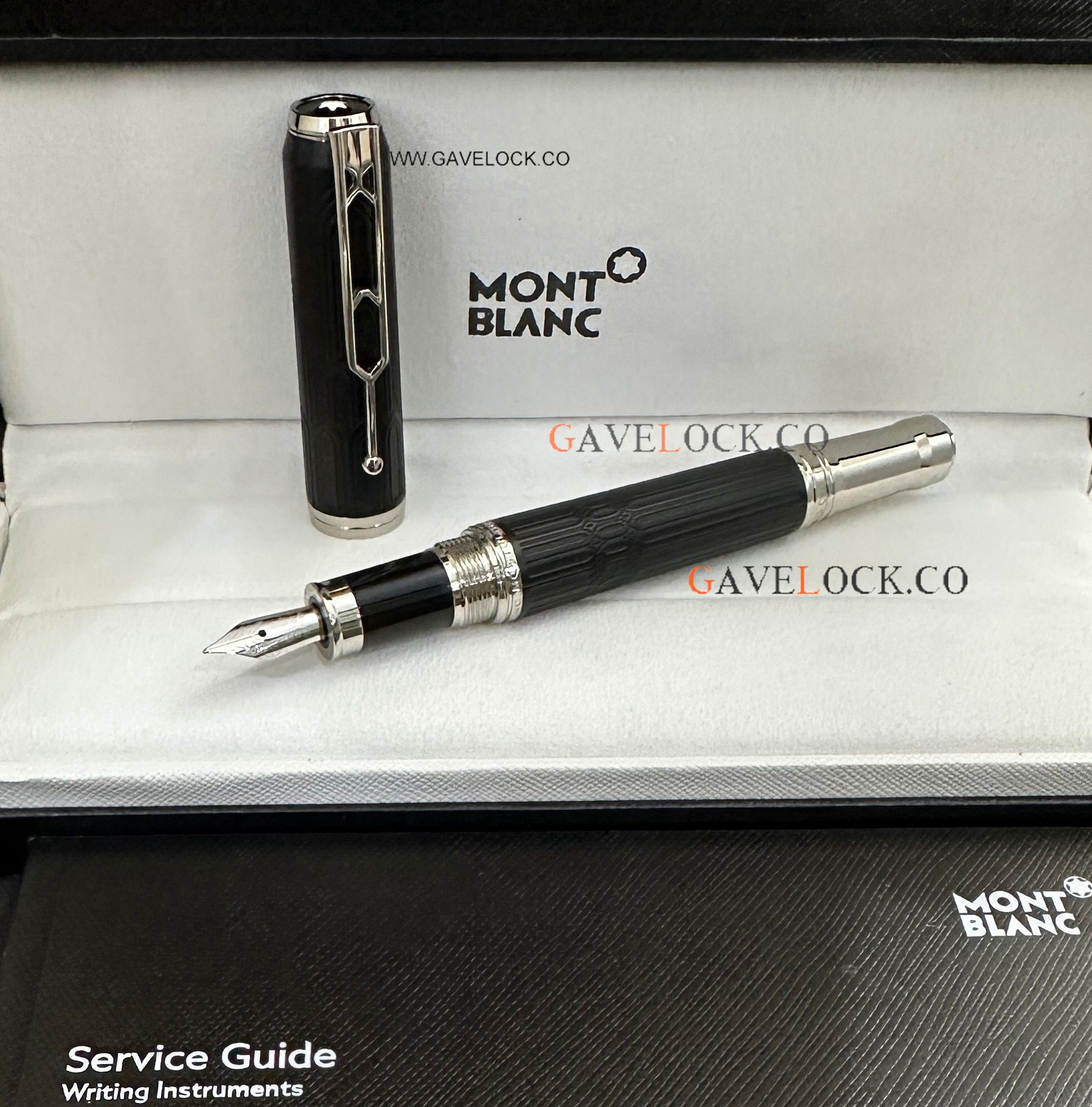 AAA Copy Montblanc Victor Hugo Black Barrel & Silver Clip Fountain Pen